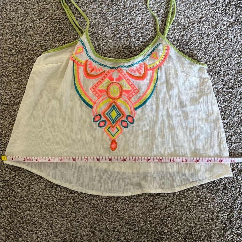 Small Flying Tomato White Aztec Pattern Boho Crop… - image 8